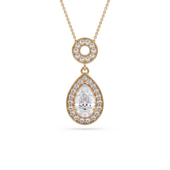 Birnenförmiger Diamant-Anhänger mit Halo-Fassung