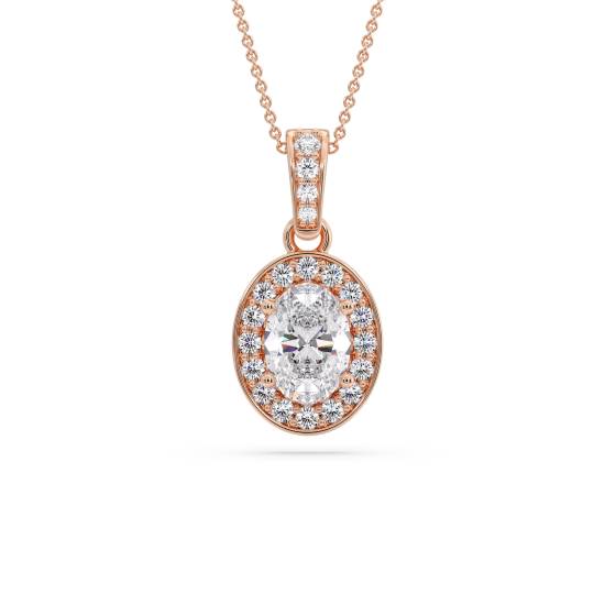 Ovaler Diamantanhänger mit Halo-Fassung