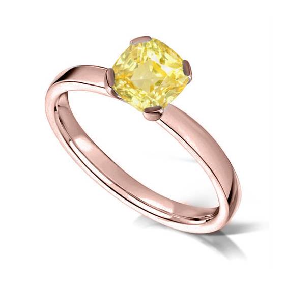 Eleganter Verlobungsring mit gelbem Kissen-Diamanten