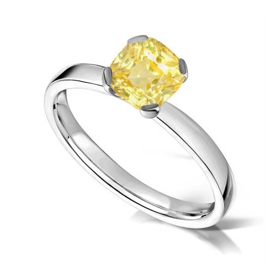 Eleganter Verlobungsring mit gelbem Kissen-Diamanten