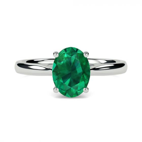 Ausgefallener smaragdgrüner ovaler Diamant-Solitärring