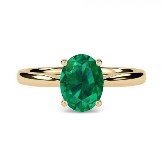 Ausgefallener smaragdgrüner ovaler Diamant-Solitärring
