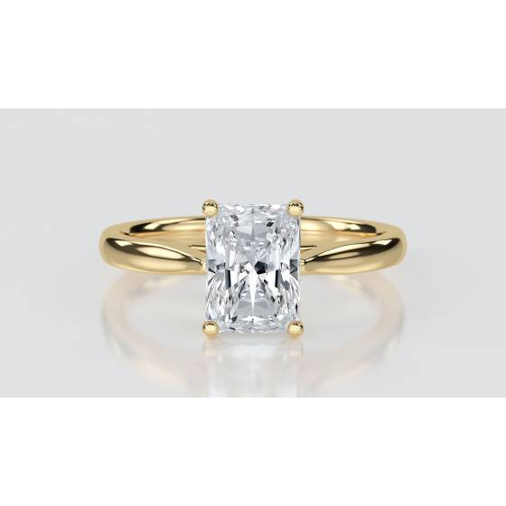 1.54ct VVS2/E Lab Grown Radiant Diamond Solitaire Ring in 9k Yellow Gold
