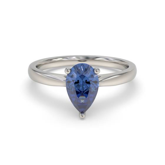 Ausgefallener blauer Saphir-Birnen-Diamant-Solitärring