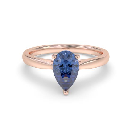 Ausgefallener blauer Saphir-Birnen-Diamant-Solitärring