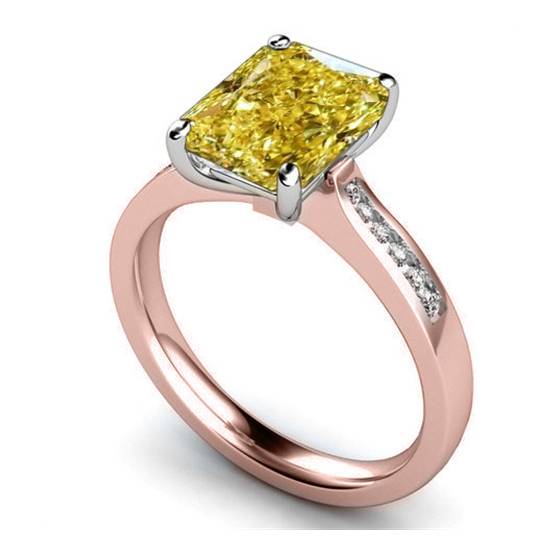 Ring mit gelbem, strahlendem Diamant-Halo und Schulterfassung