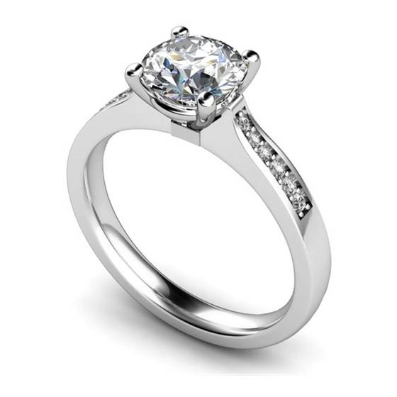 0.76ct VVS2/D Lab Grown Round Diamond Shoulder Set Ring in Palladium