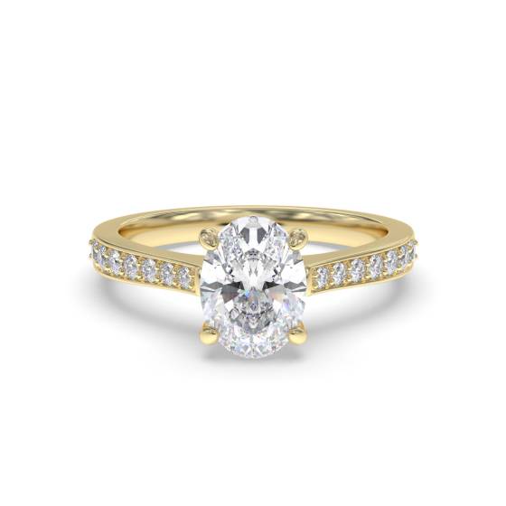 Ring mit ovalem Diamanten an der Schulter