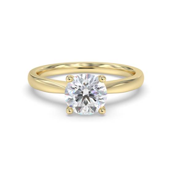 2.01ct VVS2/D Lab Grown Round Cut Diamond Solitaire Ring in 18k Yellow Gold