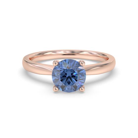 Klassischer runder blauer Saphir-Solitärring