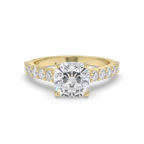 Ring mit kissenförmigem Diamanten an der Schulter