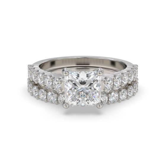 Prinzess-Diamant-Schulterring mit passendem Band