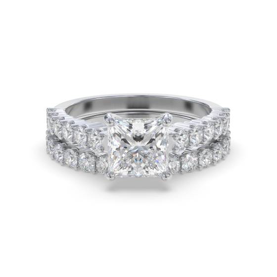 Prinzess-Diamant-Schulterring mit passendem Band