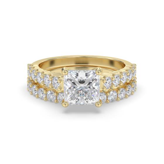 Prinzess-Diamant-Schulterring mit passendem Band