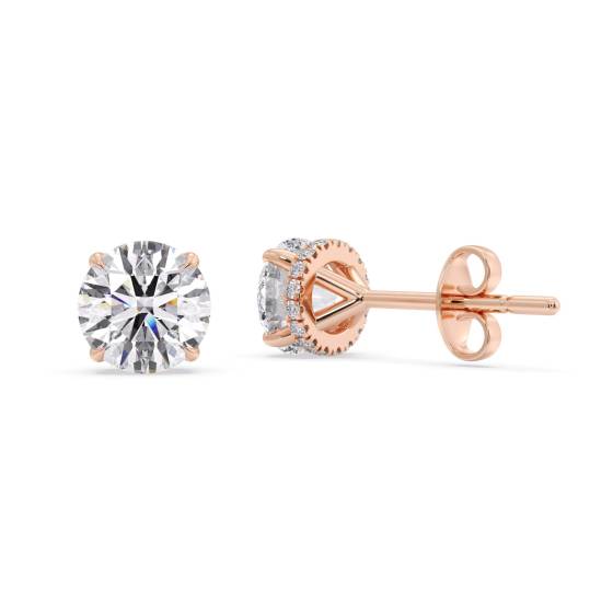 Ohrringe mit rundem Diamant-Halo