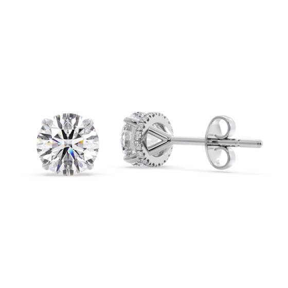 Ohrringe mit rundem Diamant-Halo