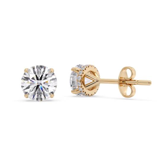 Ohrringe mit rundem Diamant-Halo