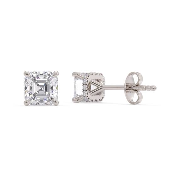 Asscher Diamant-Halo-Ohrringe