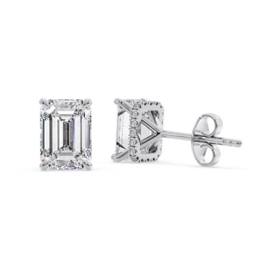 Smaragd-Diamant-Halo-Ohrringe