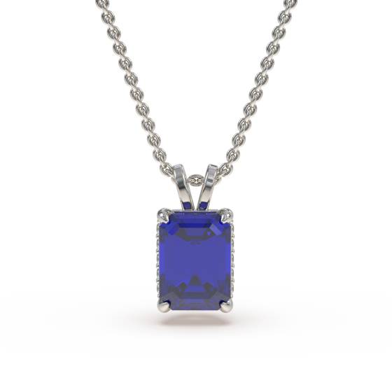 Smaragdblauer Saphir-Diamant-Anhänger