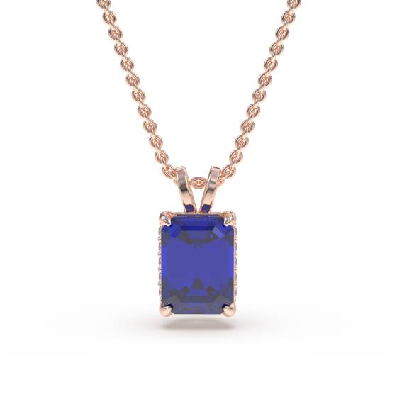 Smaragdblauer Saphir-Diamant-Anhänger