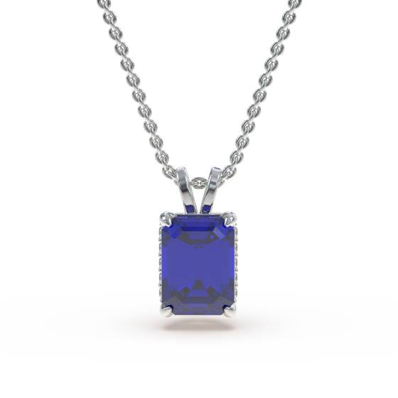 Smaragdblauer Saphir-Diamant-Anhänger