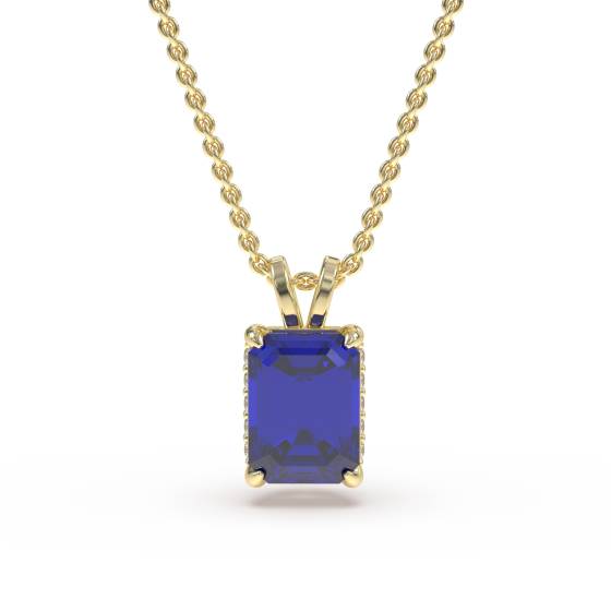 Smaragdblauer Saphir-Diamant-Anhänger