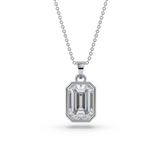 Solitäranhänger mit Smaragd und Diamanten in Zargenfassung