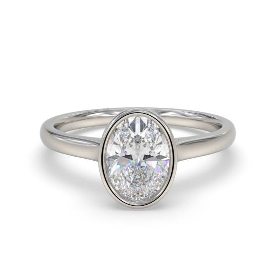 Ovaler Diamant-Solitärring mit Lünettenfassung