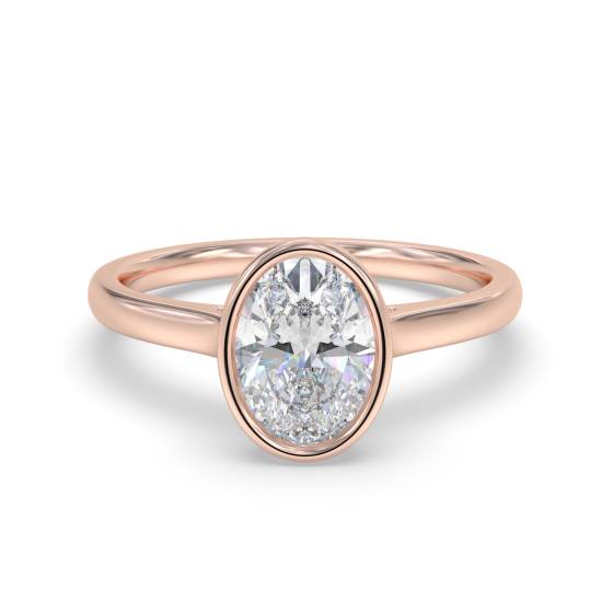 Ovaler Diamant-Solitärring mit Lünettenfassung