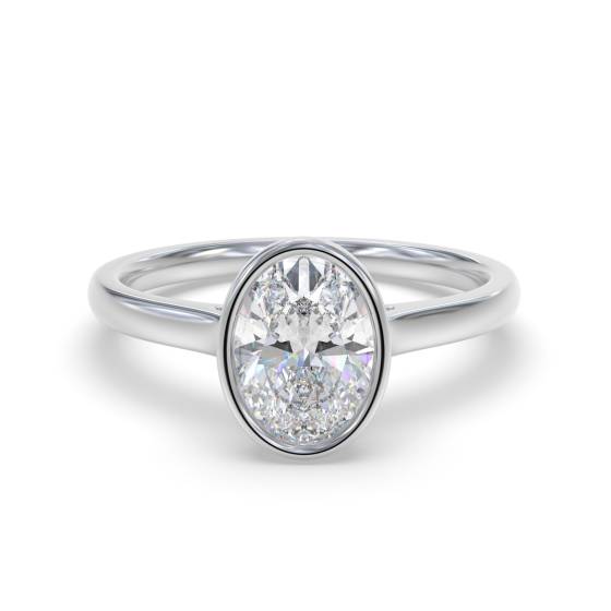 Ovaler Diamant-Solitärring mit Lünettenfassung