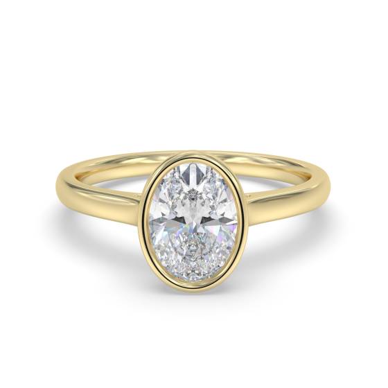Ovaler Diamant-Solitärring mit Lünettenfassung