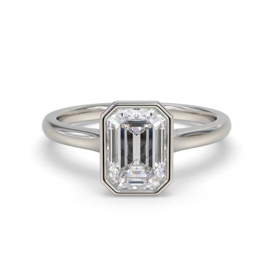 Smaragd-Diamant-Solitärring mit Lünettenfassung