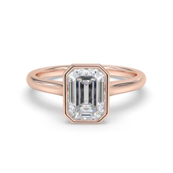 Smaragd-Diamant-Solitärring mit Lünettenfassung