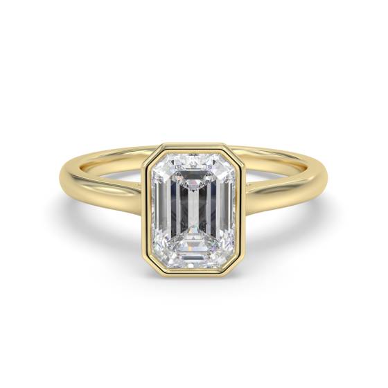 Smaragd-Diamant-Solitärring mit Lünettenfassung