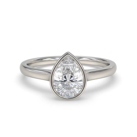Birnenförmiger Diamant-Solitärring mit Lünettenfassung