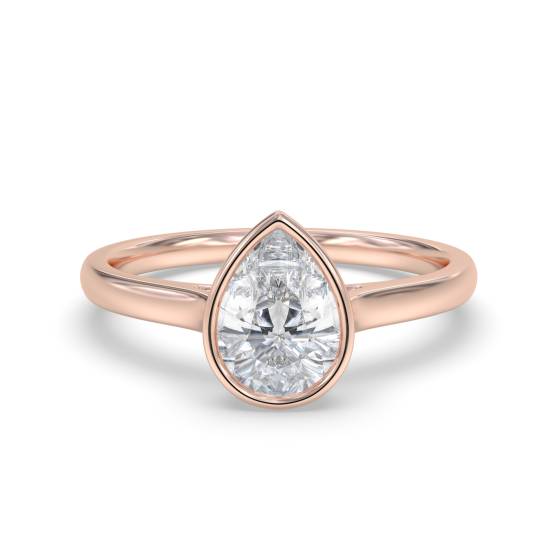Birnenförmiger Diamant-Solitärring mit Lünettenfassung