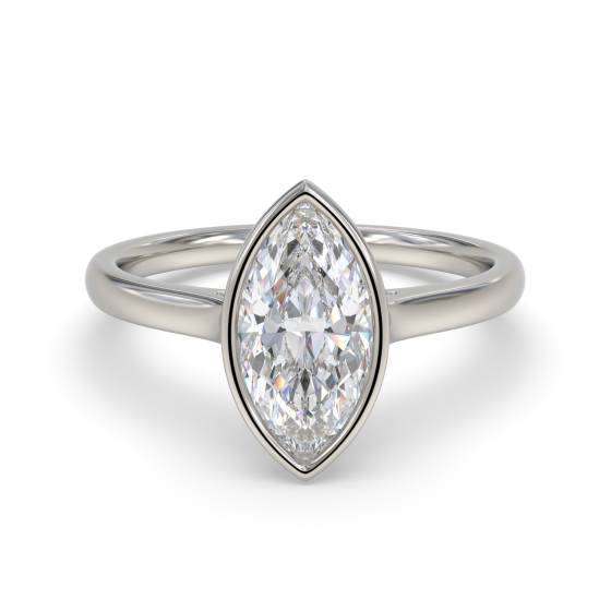 Solitärring mit Marquise-Diamanten in Lünettenfassung