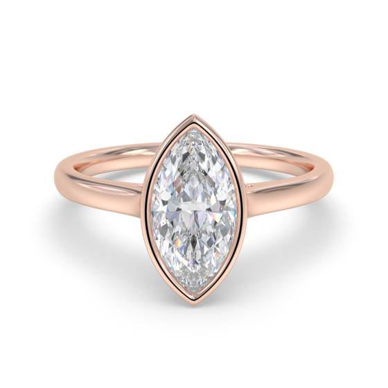 Solitärring mit Marquise-Diamanten in Lünettenfassung