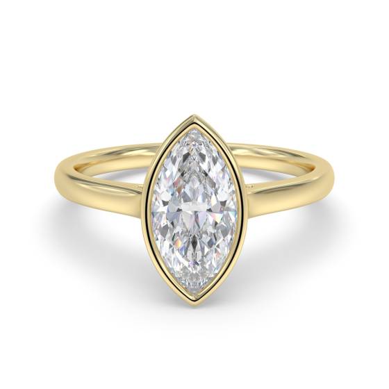 Solitärring mit Marquise-Diamanten in Lünettenfassung