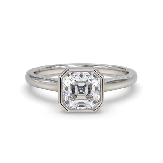 Asscher-Diamantring mit Lünettenfassung