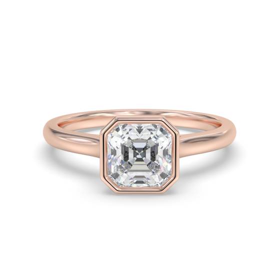 Asscher-Diamantring mit Lünettenfassung