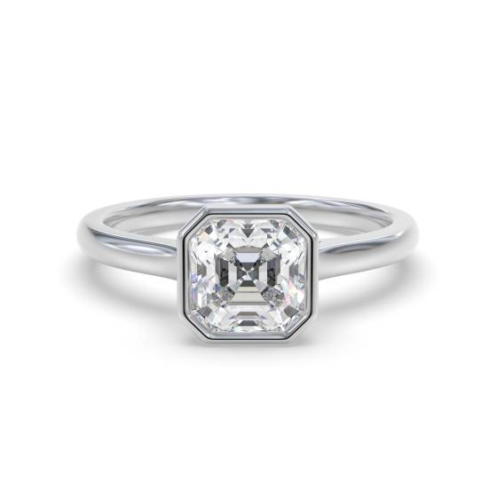 Asscher-Diamantring mit Lünettenfassung