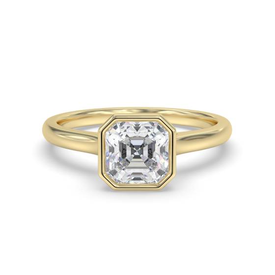 Asscher-Diamantring mit Lünettenfassung