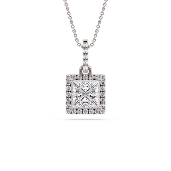 Prinzessin-Diamant-Anhänger mit Halo-Fassung