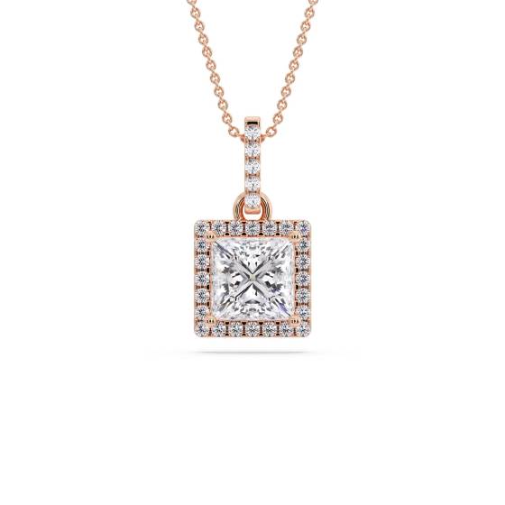 Prinzessin-Diamant-Anhänger mit Halo-Fassung