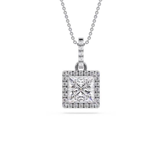 Prinzessin-Diamant-Anhänger mit Halo-Fassung