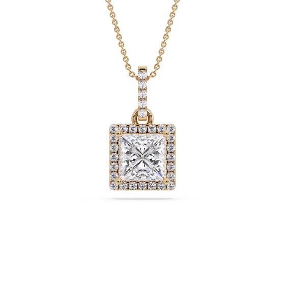 Prinzessin-Diamant-Anhänger mit Halo-Fassung