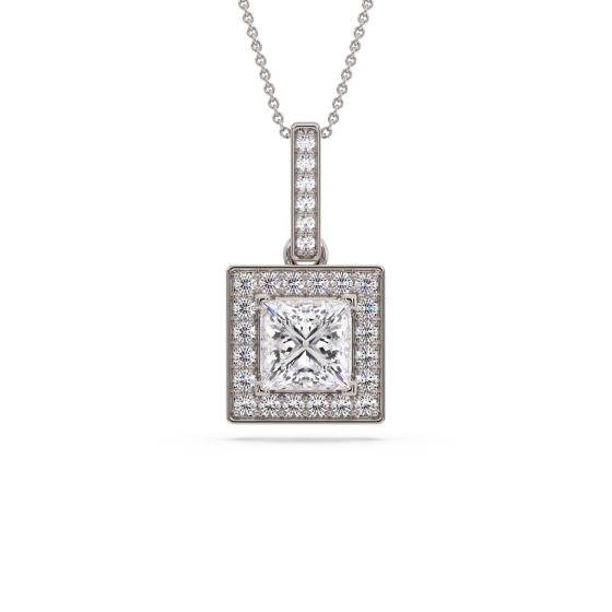 Prinzessin-Diamant-Anhänger mit Halo-Fassung