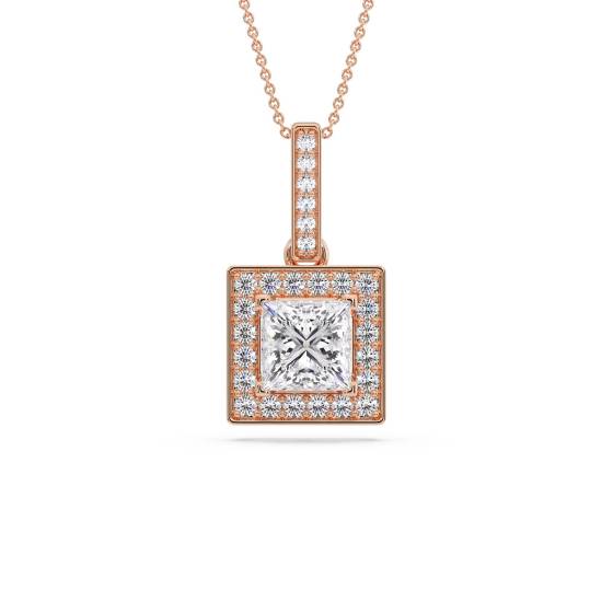 Prinzessin-Diamant-Anhänger mit Halo-Fassung